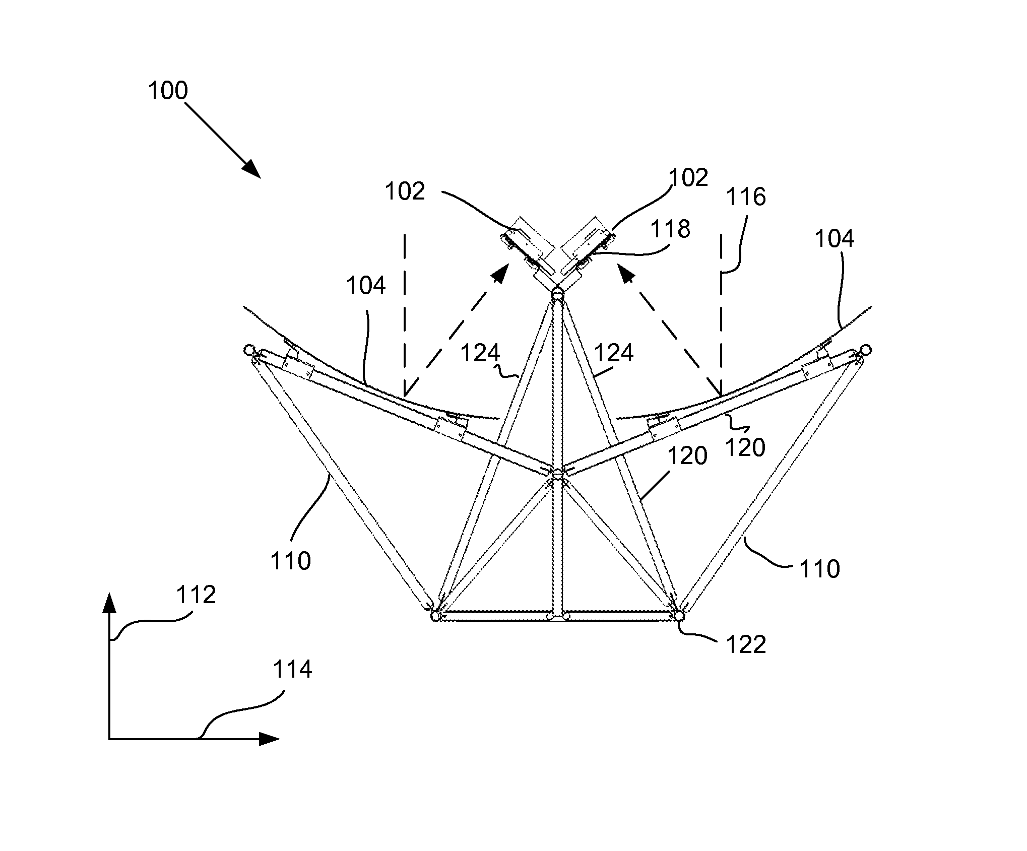 Solar collector with reflector having compound curvature
