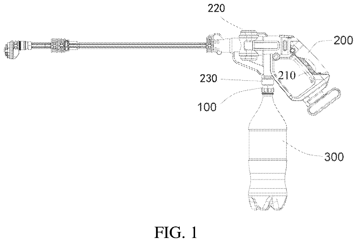 Hand-held high-pressure cleaning machine and adapter