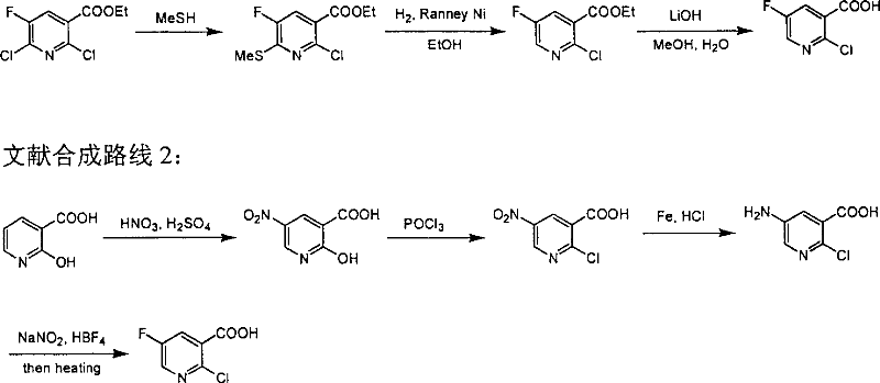 Preparation of 2-Cl-5-F-nicotinate and nicotonic acid