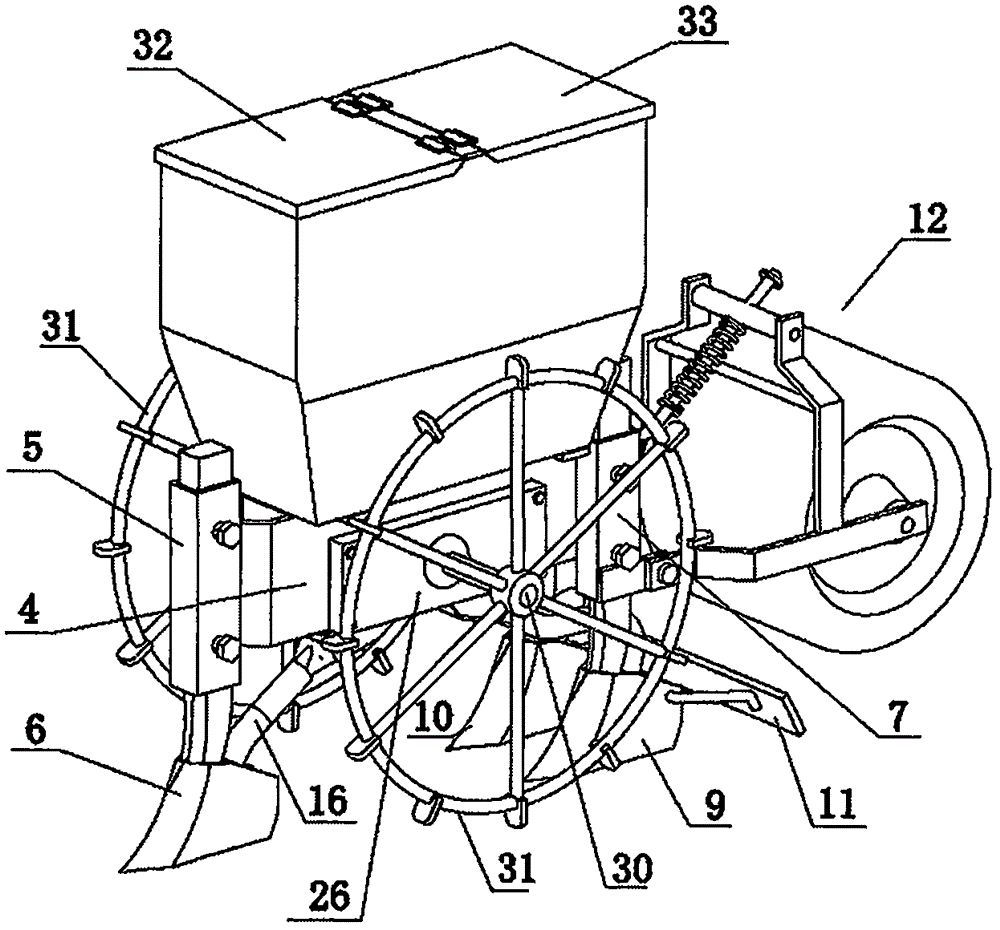 Single-body profiling two-row mung bean seeder