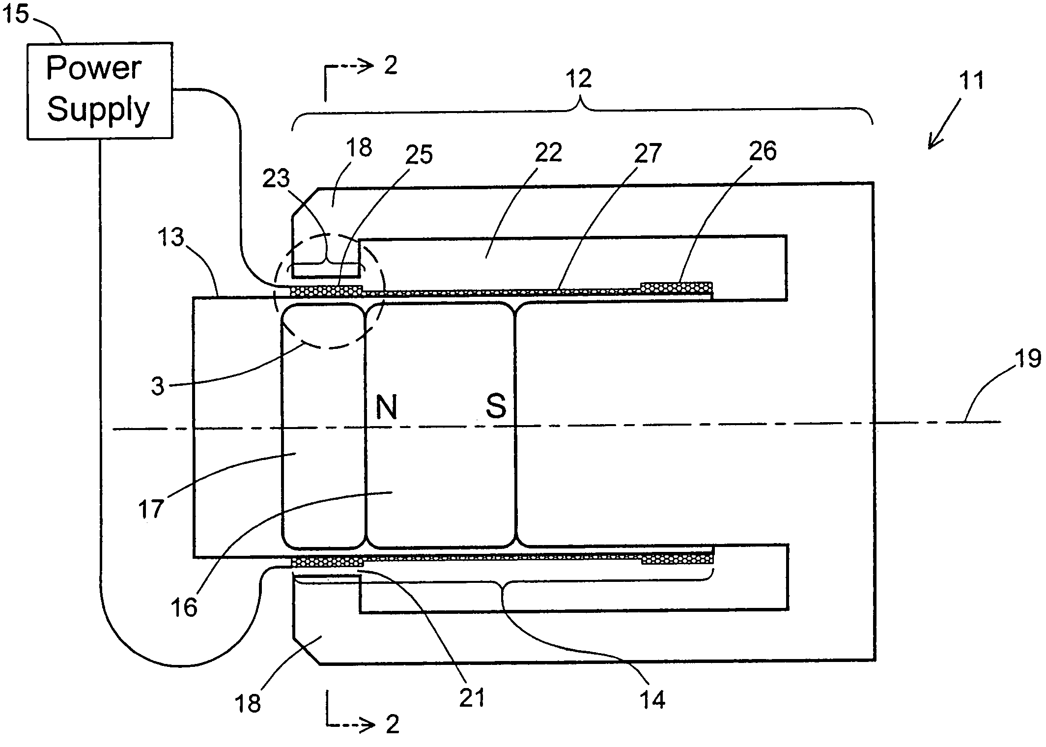 Moving coil actuator for reciprocating motion with controlled force distribution