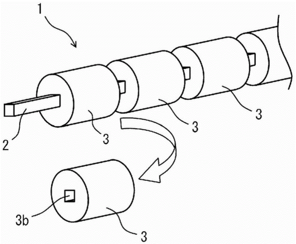 Take-up device for woven fabric with rubber