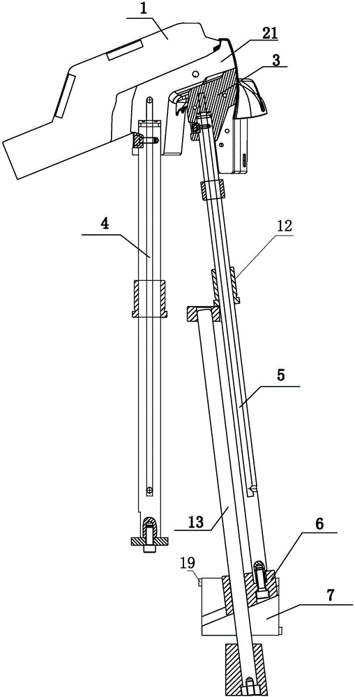 Car front door upper frame core pulling mechanism