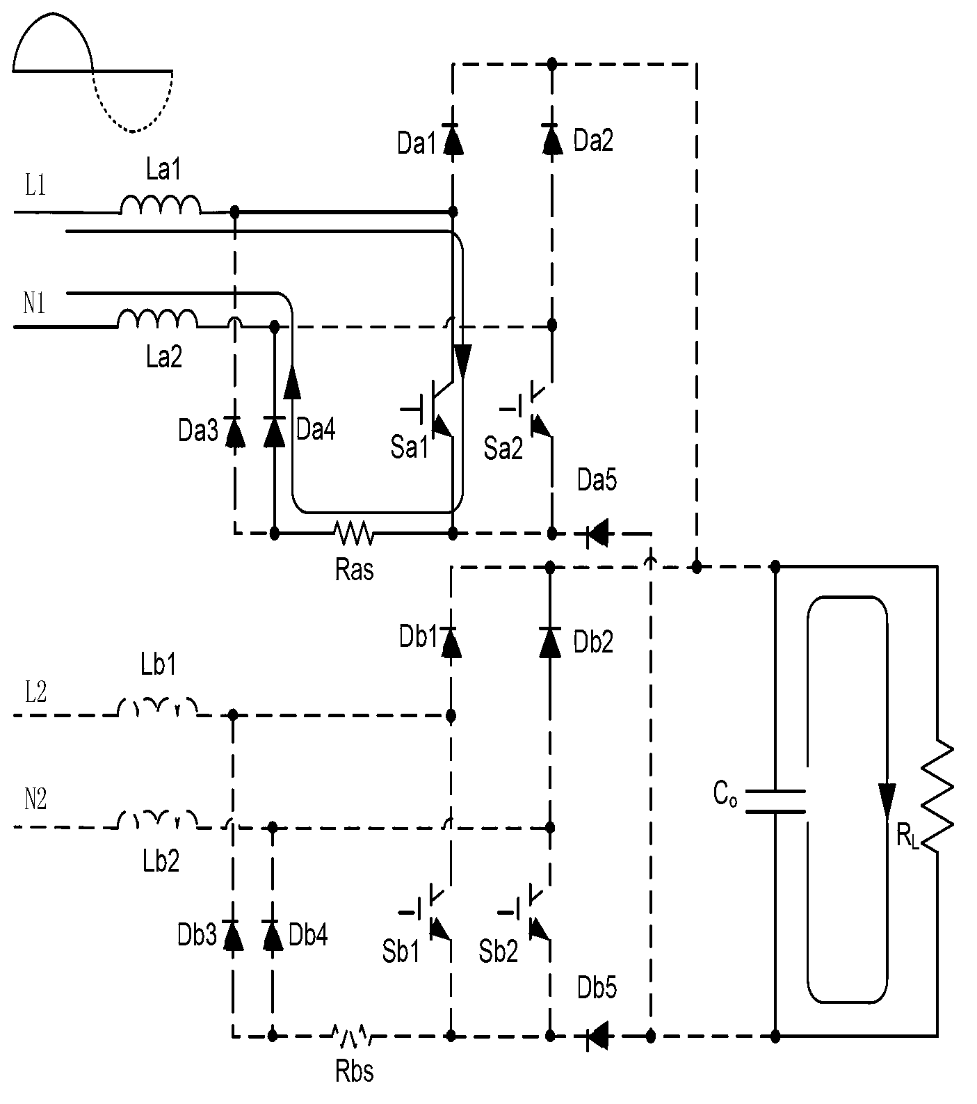 Three-phase bridgeless power factor correction alternating current-direct current converter
