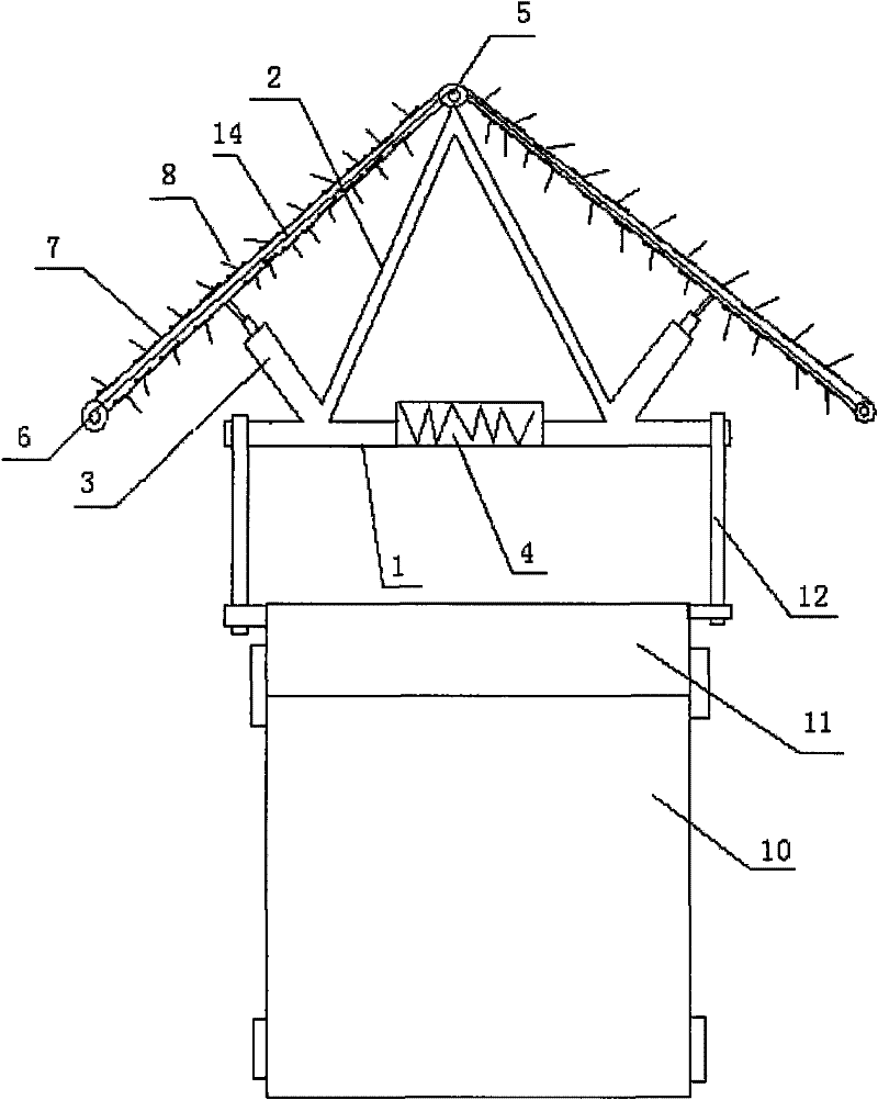 Snow clearing device of snow clearing truck