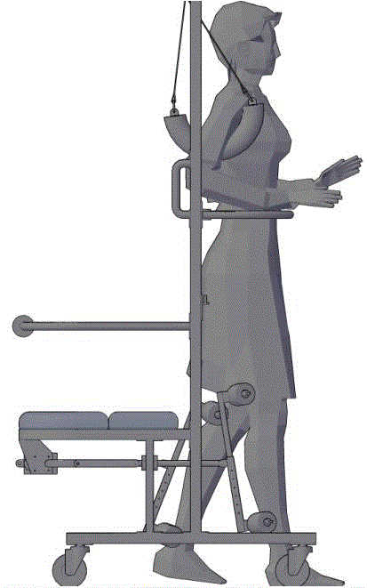 Active type multifunctional rehabilitative apparatus enabling patients to stand up, squat and walk