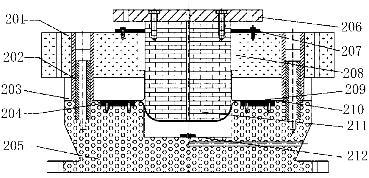 A hair cap stamping and liquid filling combined molding process mold and hair cap forming method