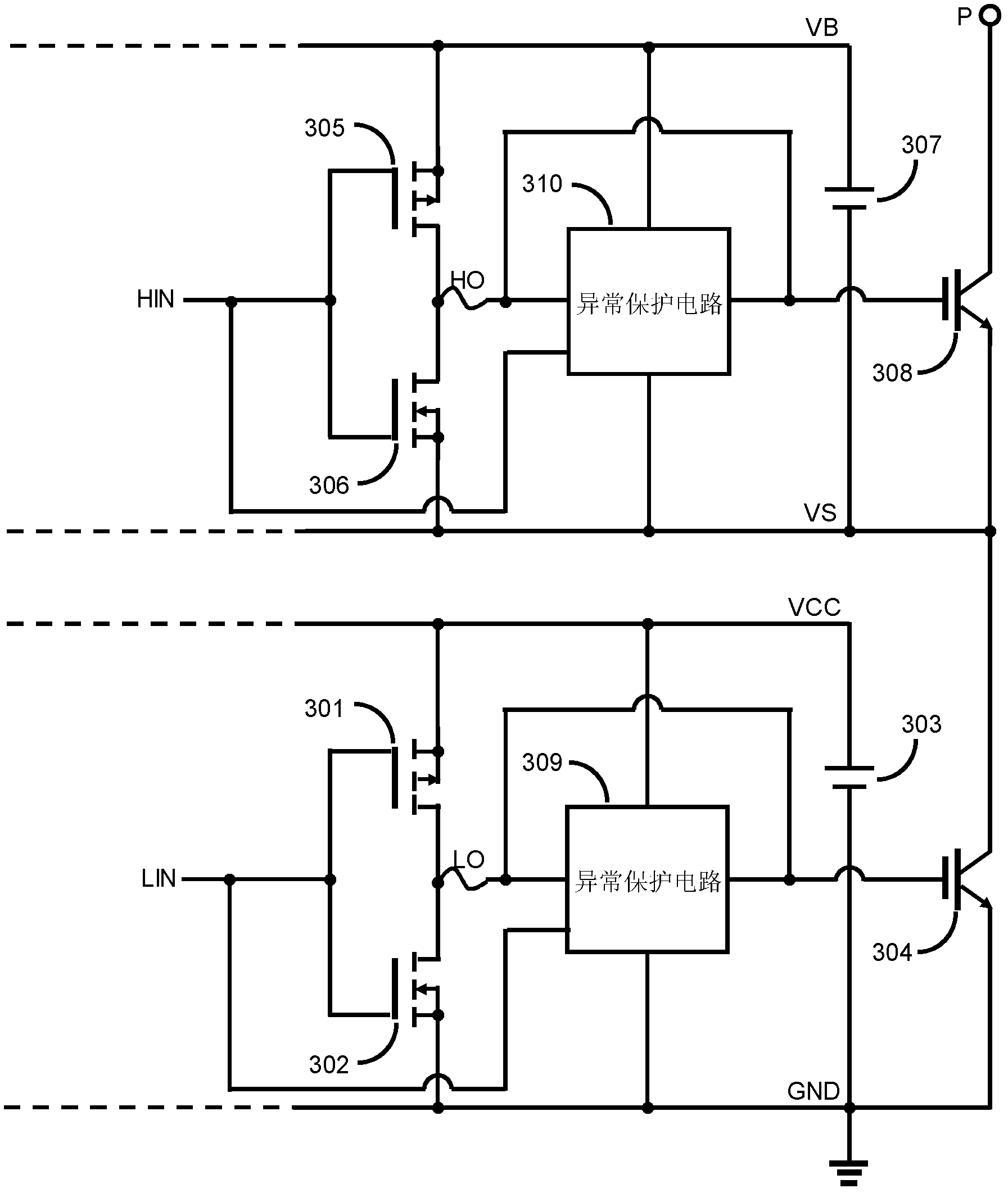 Abnormal protection circuit for intelligent power module