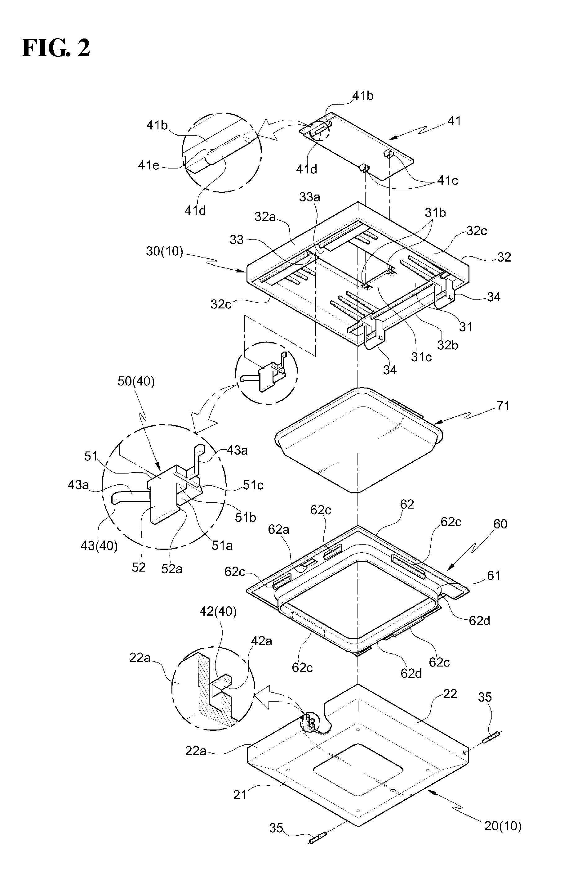 Clam shell type receptacle