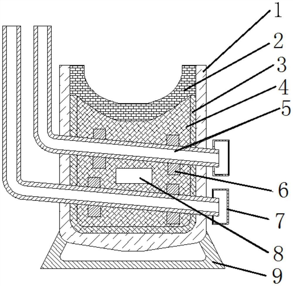 Reactor core melt cooling and collecting device