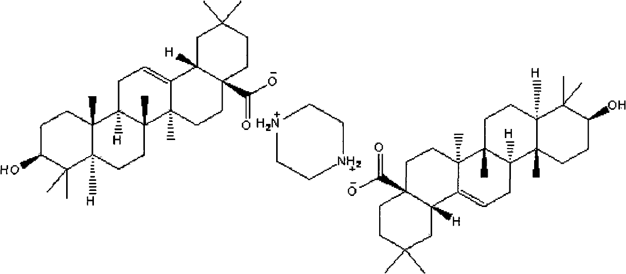 Oleanolic acid piperazine salt and preparation method thereof