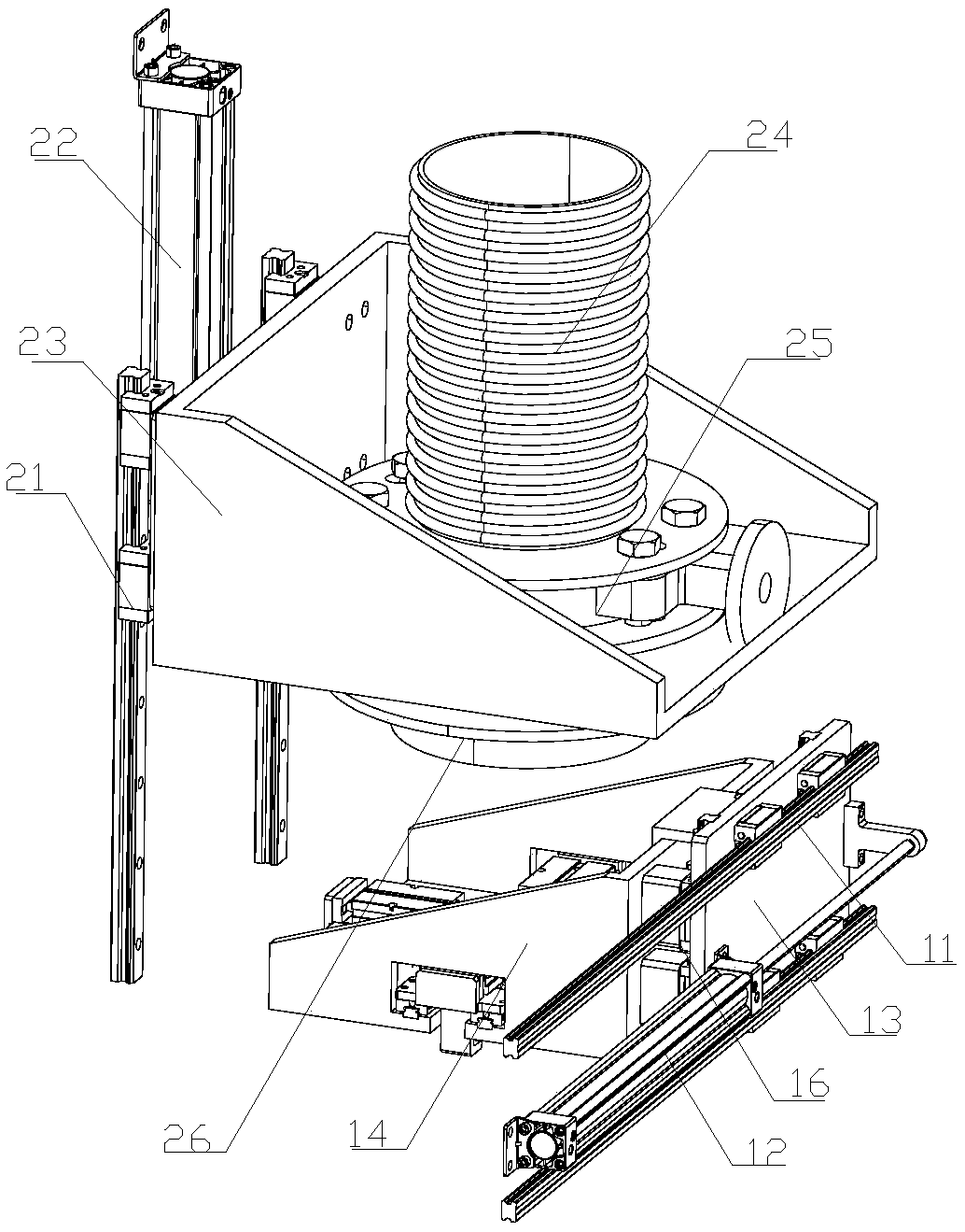 Uncapping connecting device for automatic feeding and discharging