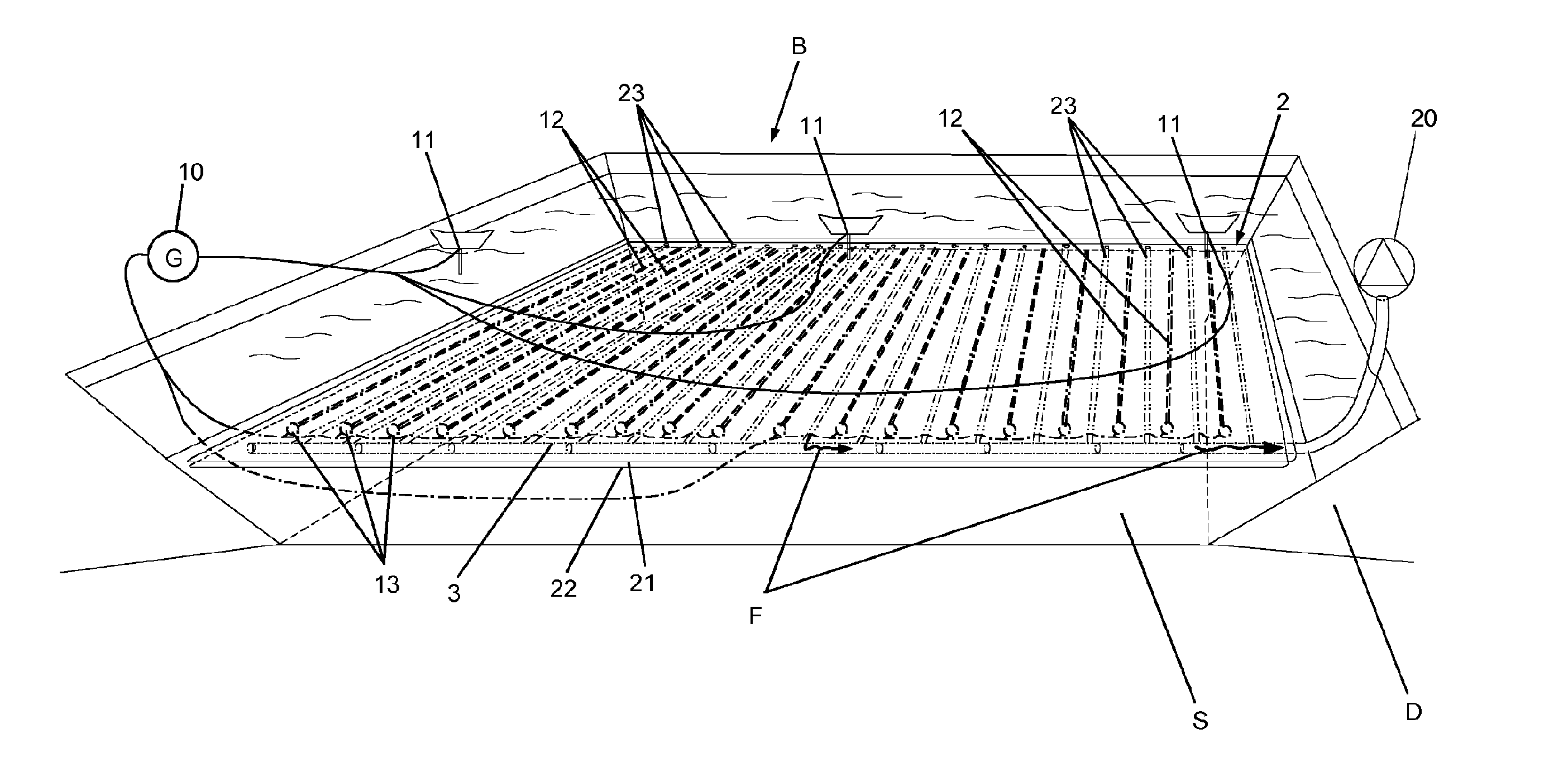 Soil-treatment system, geocomposite for such a system, and soil consolidation method