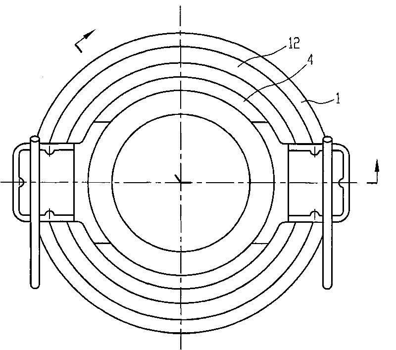 Spine clamp-spring connected clutch release bearing