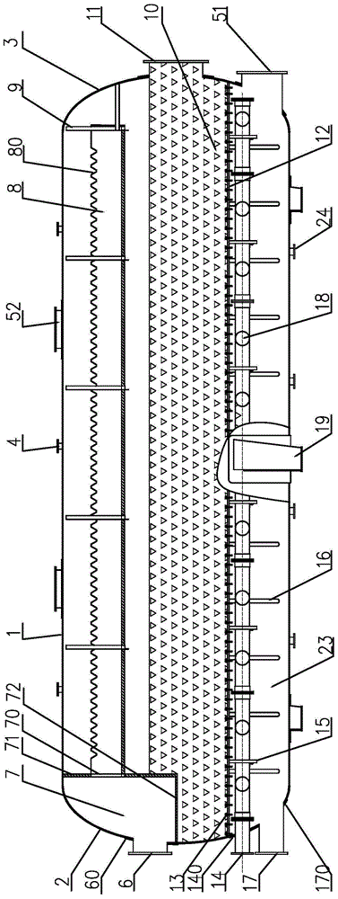 A horizontal filter device for seawater desalination