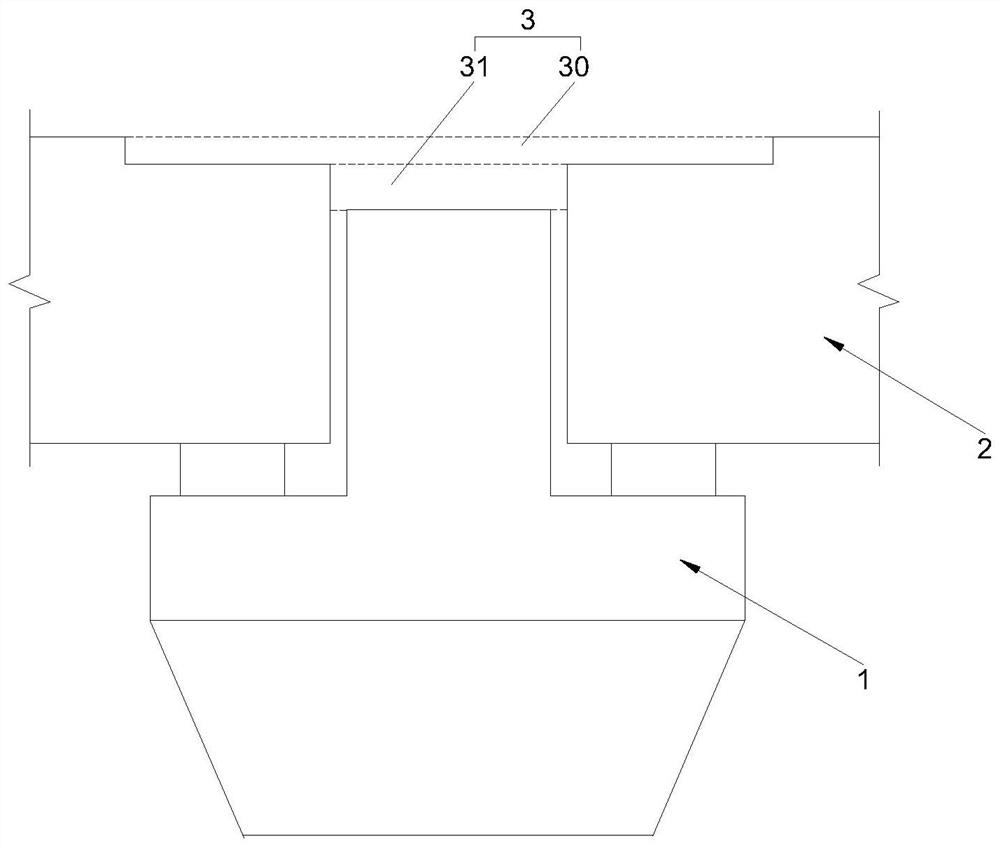 Connecting structure of inverted-T-shaped bent cap and main beam