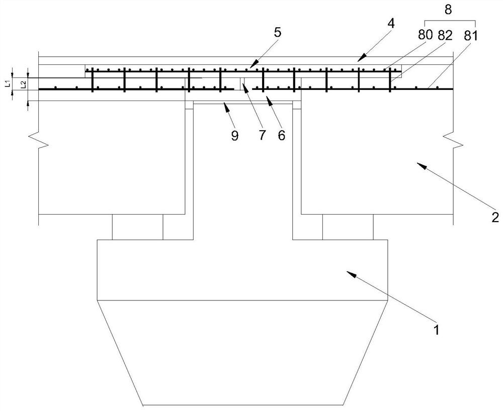 Connecting structure of inverted-T-shaped bent cap and main beam