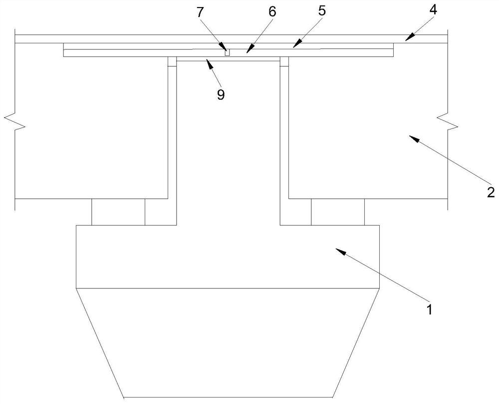 Connecting structure of inverted-T-shaped bent cap and main beam