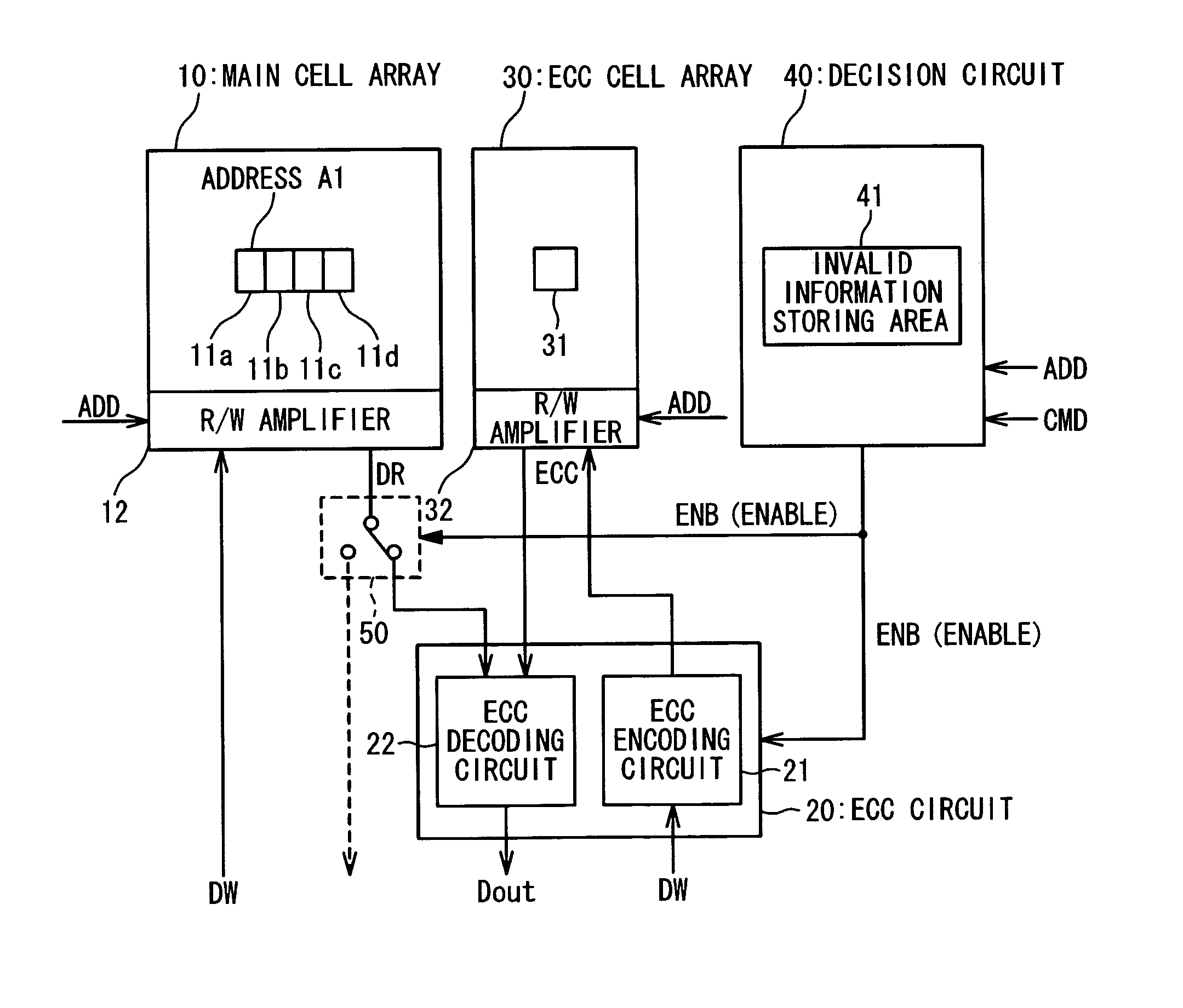 Semiconductor storage device equipped with ECC function