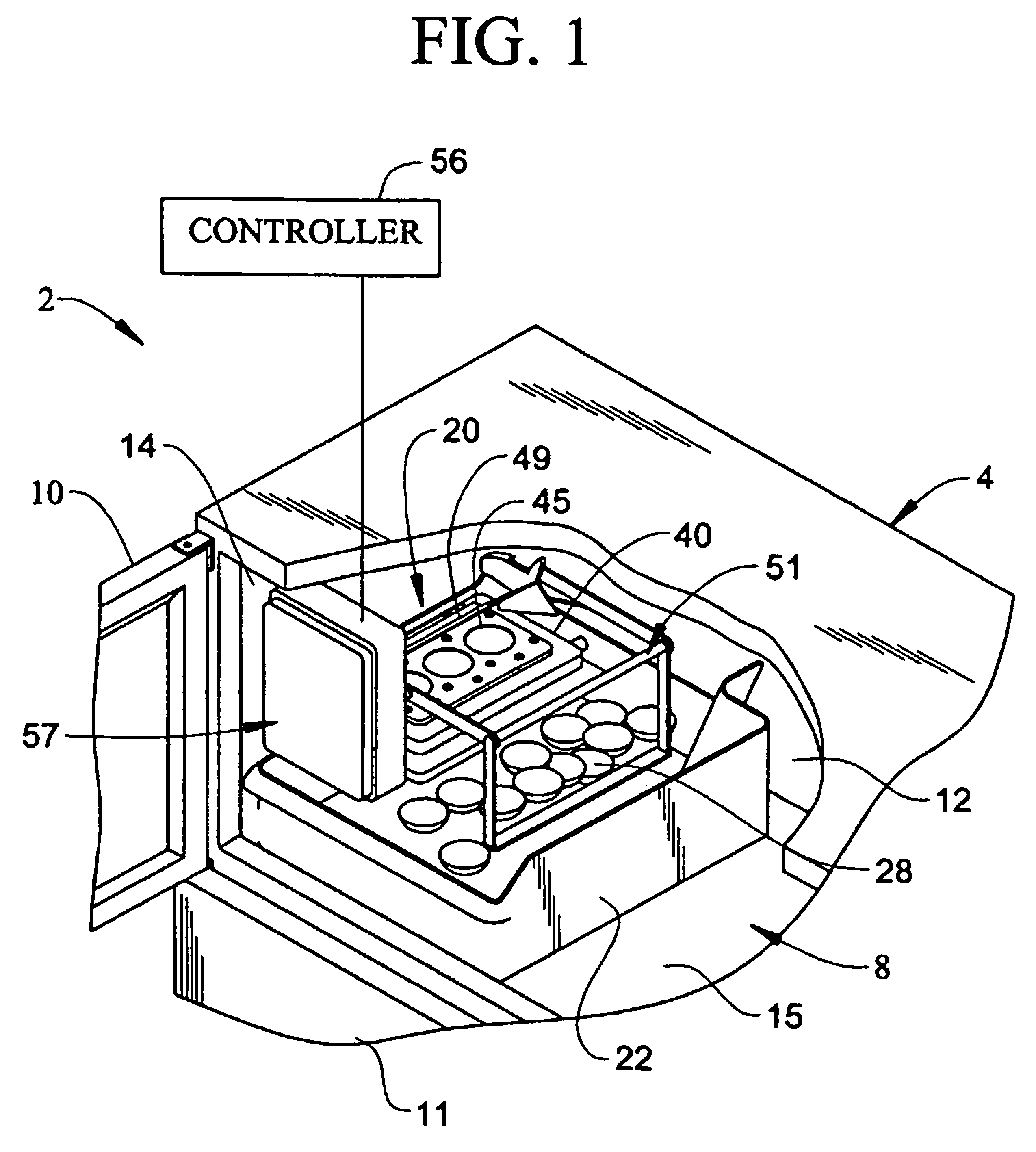 Refrigerator with an automatic compact fluid operated icemaker