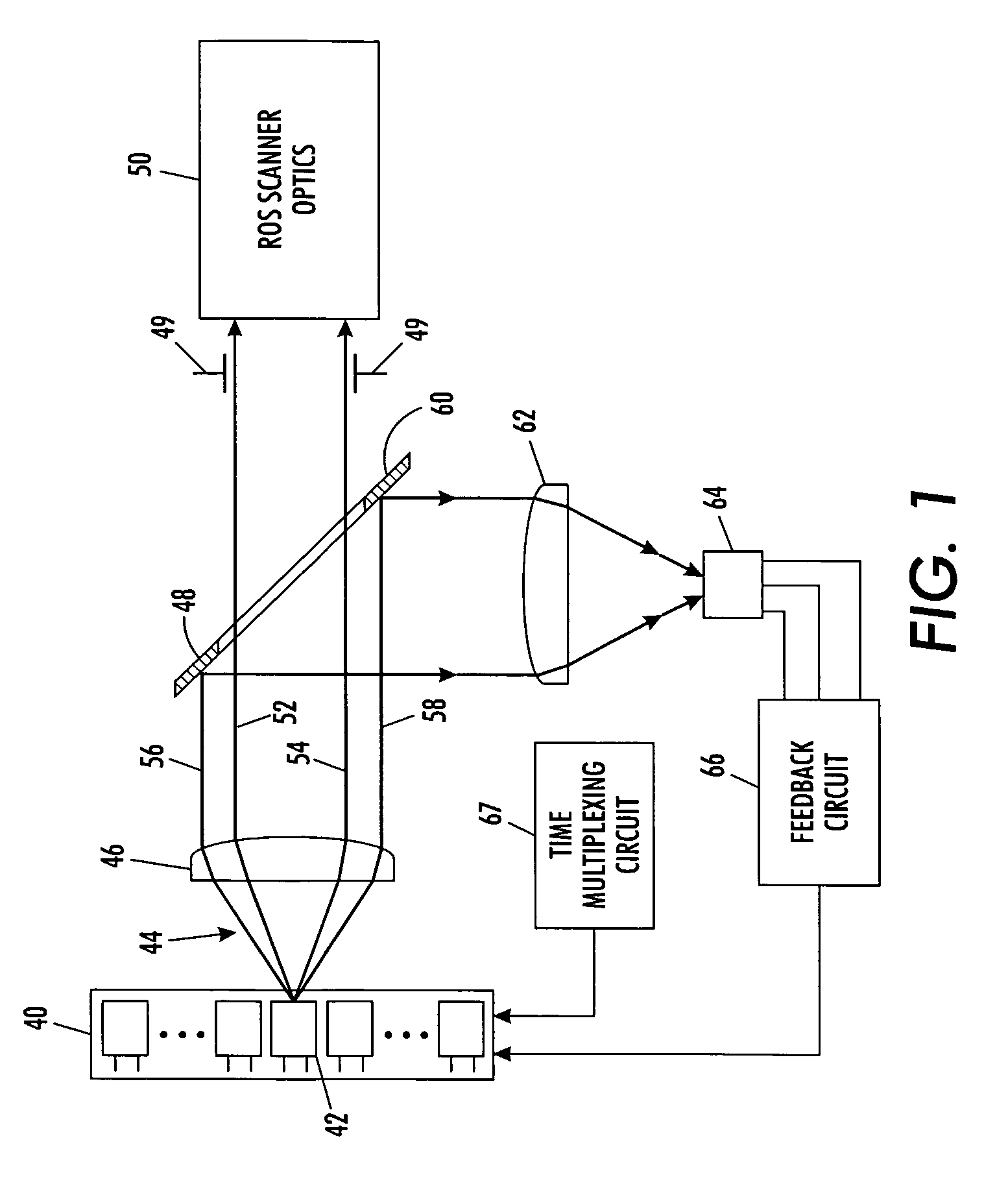 Method and apparatus for monitoring and controlling laser intensity in a ROS scanning system