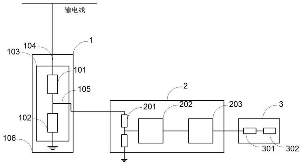 Broadband 35kv voltage measurement device and method