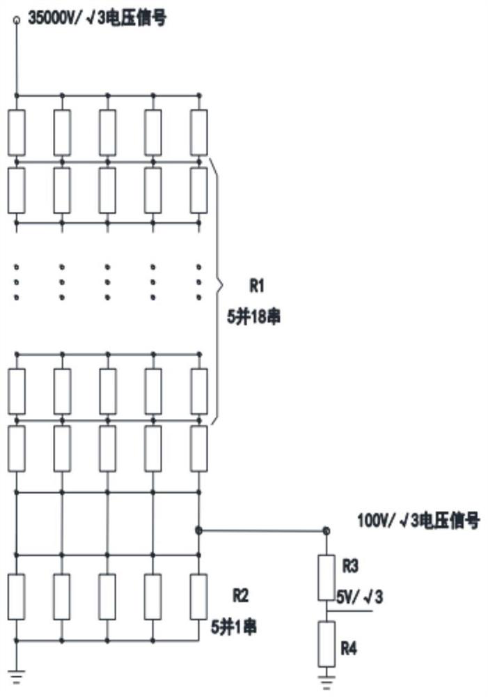 Broadband 35kv voltage measurement device and method