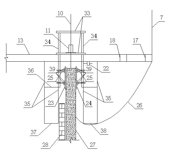 Construction method of circular reinforced concrete chimney cylinder wall and hydraulic sliding mould device