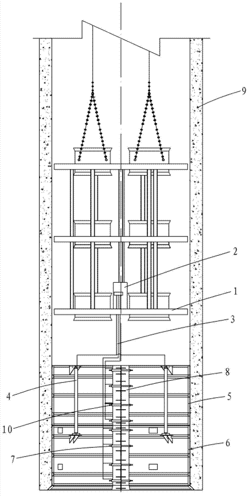 Full-hydraulic self-moving type template device of vertical shaft wall