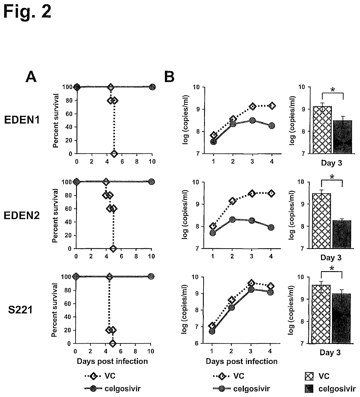 Dosing regimens of celgosivir for the prevention of dengue