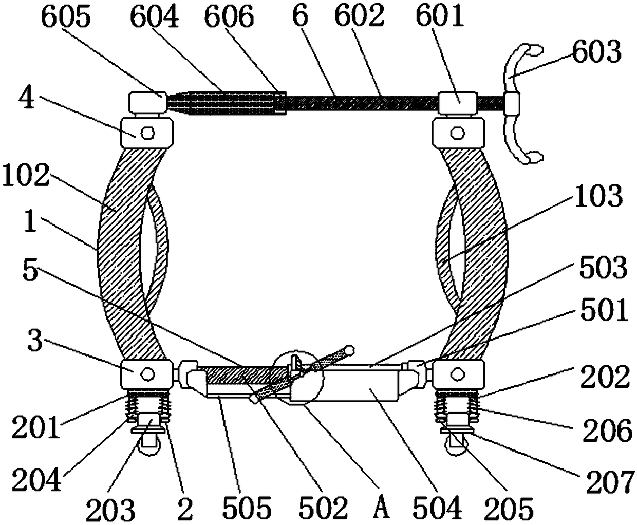 Square flowerpot carrying device lifted through lever principle in labor-saving method