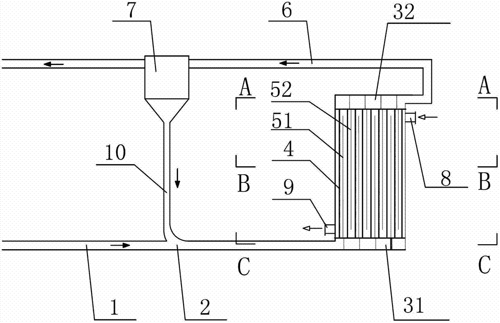 Sewage heat exchange device for large-diameter shell-tube type fluidized bed