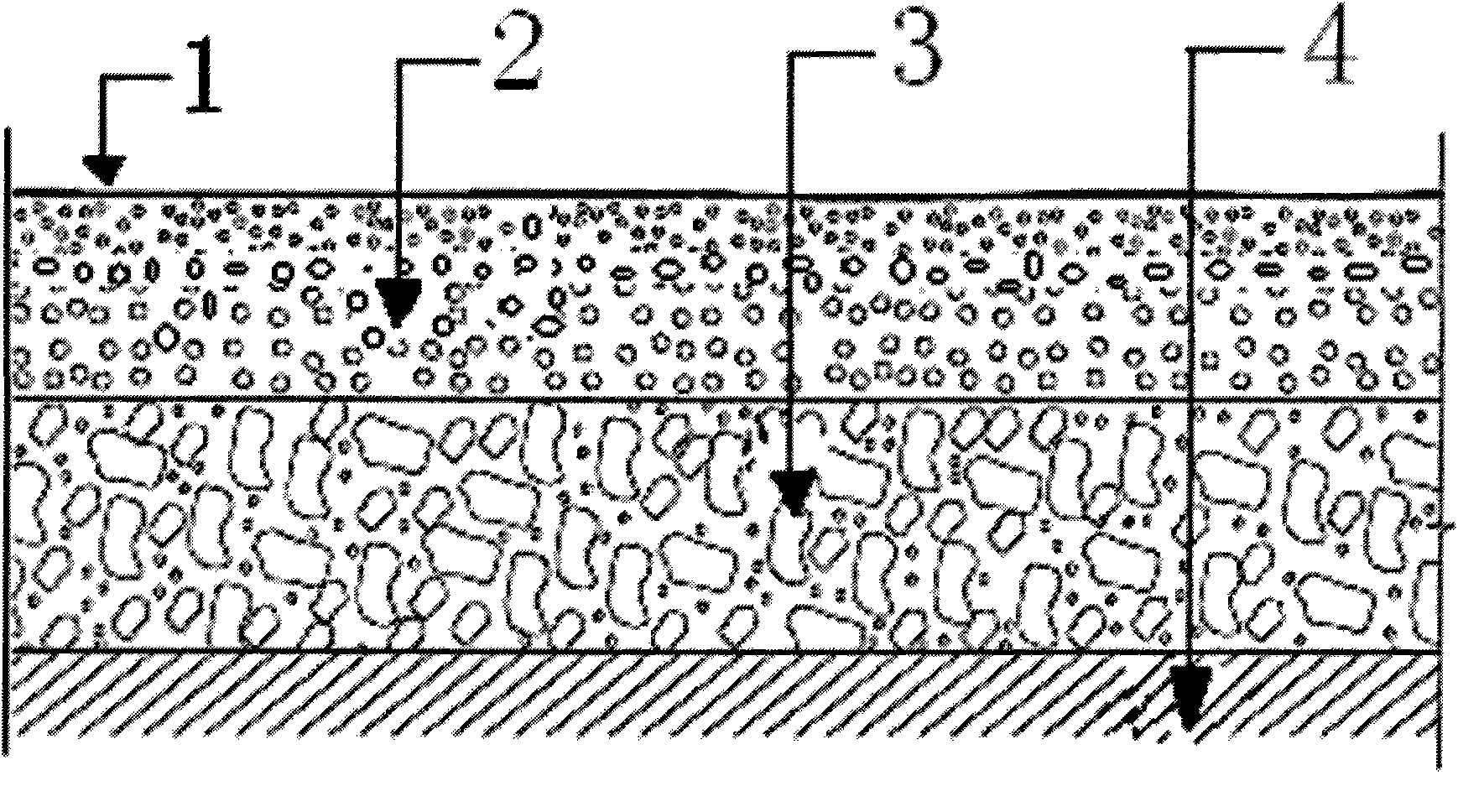 Imprinted water-permeable cement concrete ground structure with aggregate exposed on surface, and manufacturing method thereof