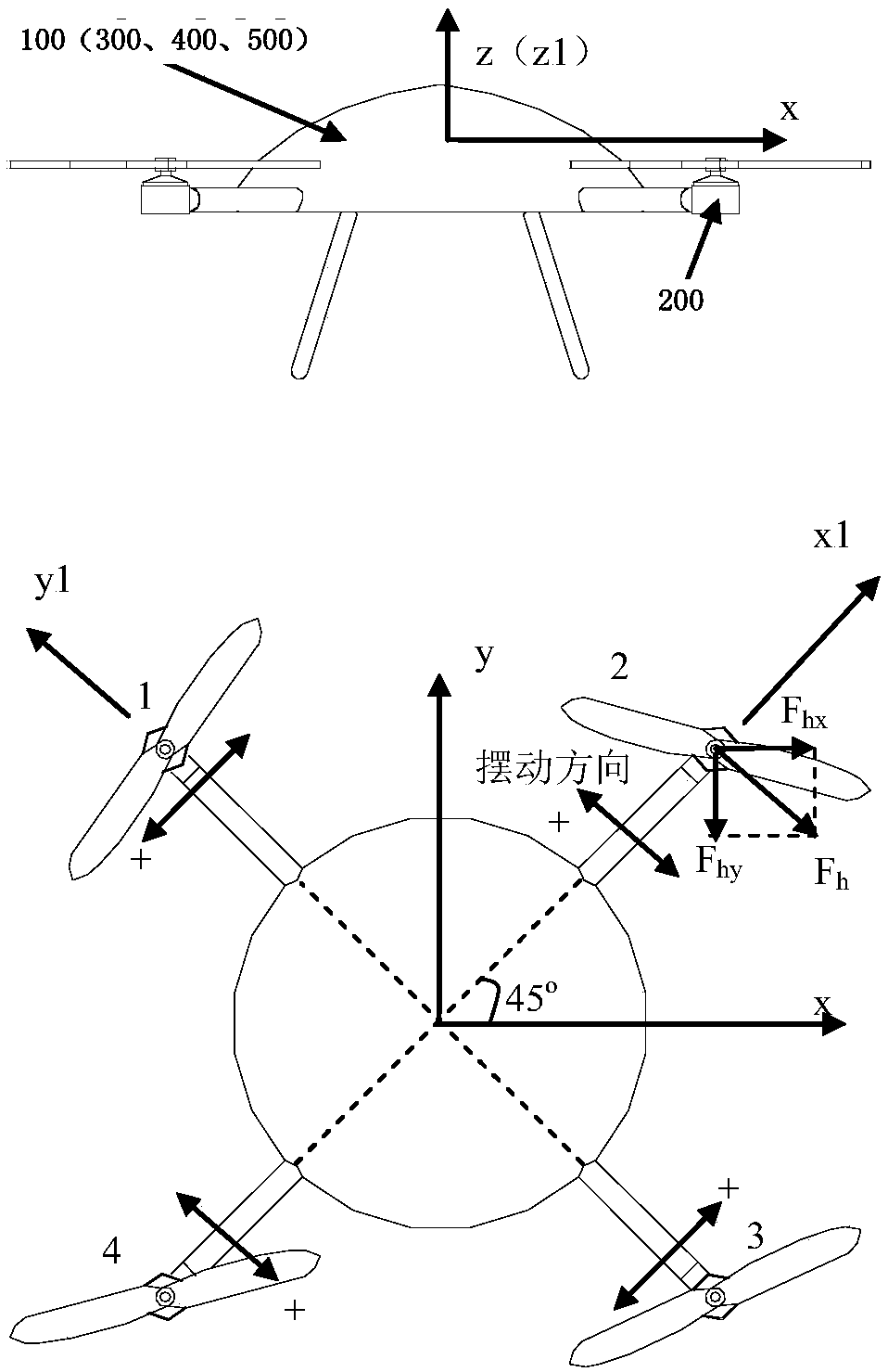 Four-rotor aircraft and vector control method for four-rotor aircraft