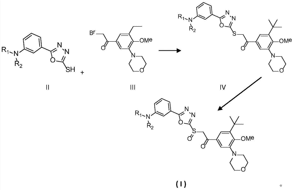 Oxadiazole sulfoxide compound containing amino substituted benzene and preparation method and purposes thereof