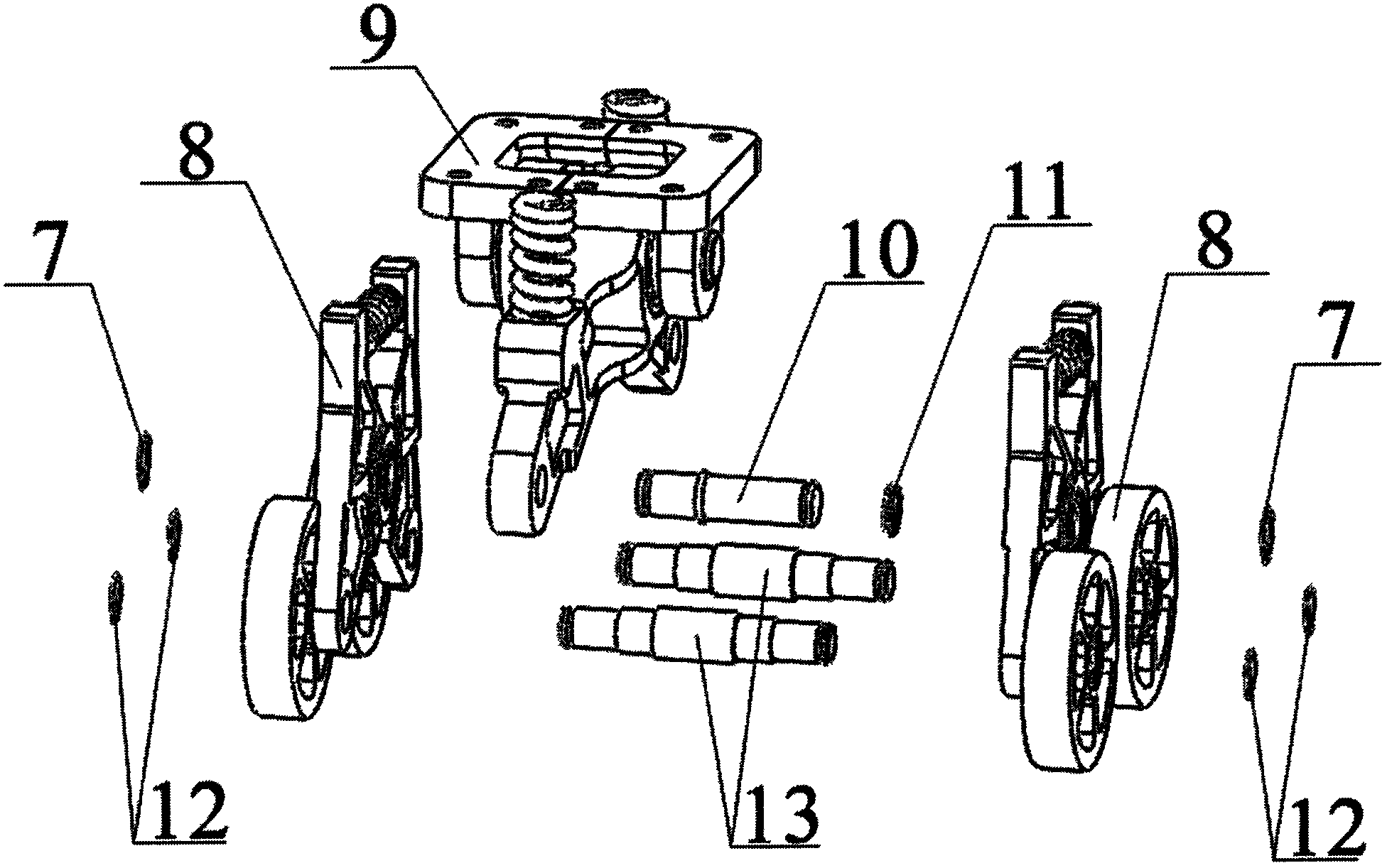 Bearing and damping device for crawler-type locomotive platform
