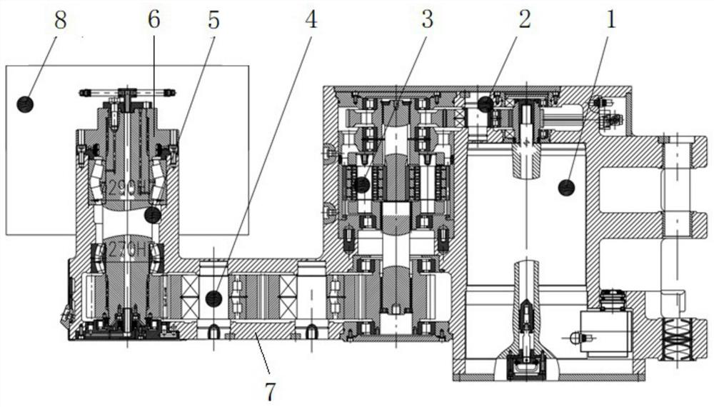 High-power thin coal seam coal mining machine rocker arm with front-mounted planetary reducer