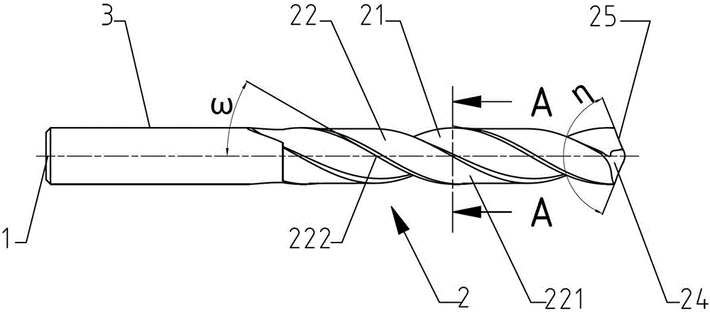 Twist drill with helical cutting flank