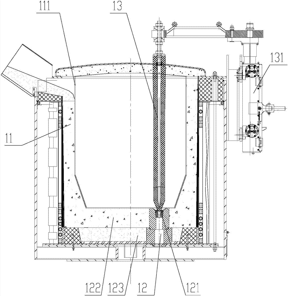Pouring equipment and bottom pouring furnace thereof
