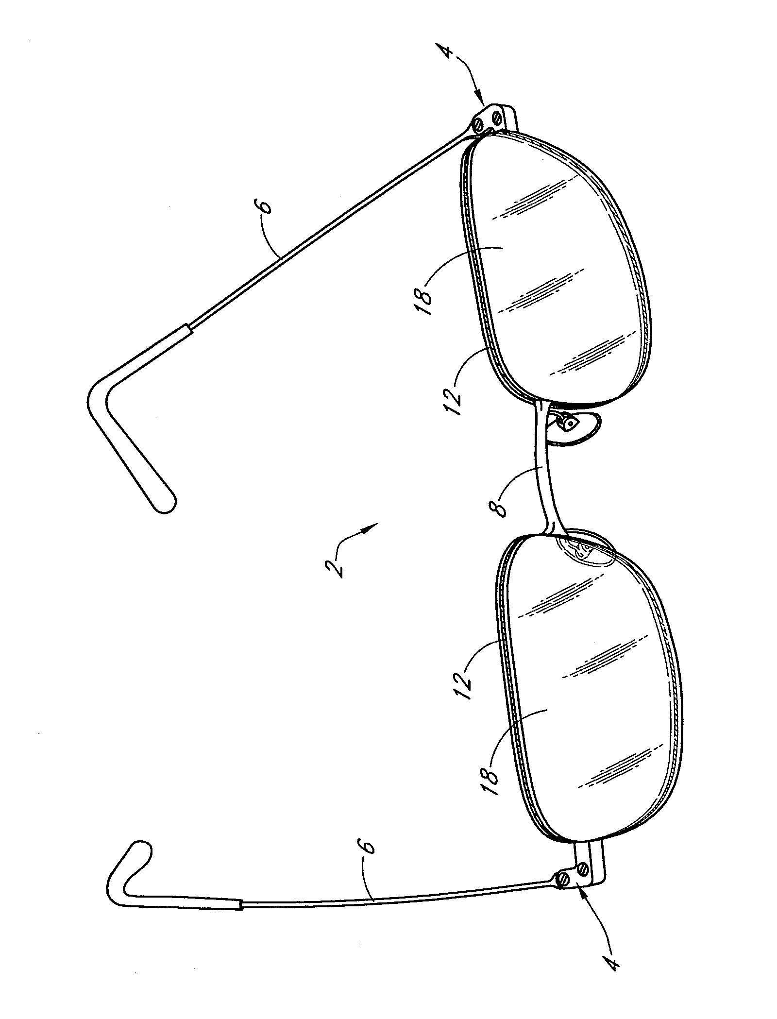 Adjustable tensioning system for rimless eyewear