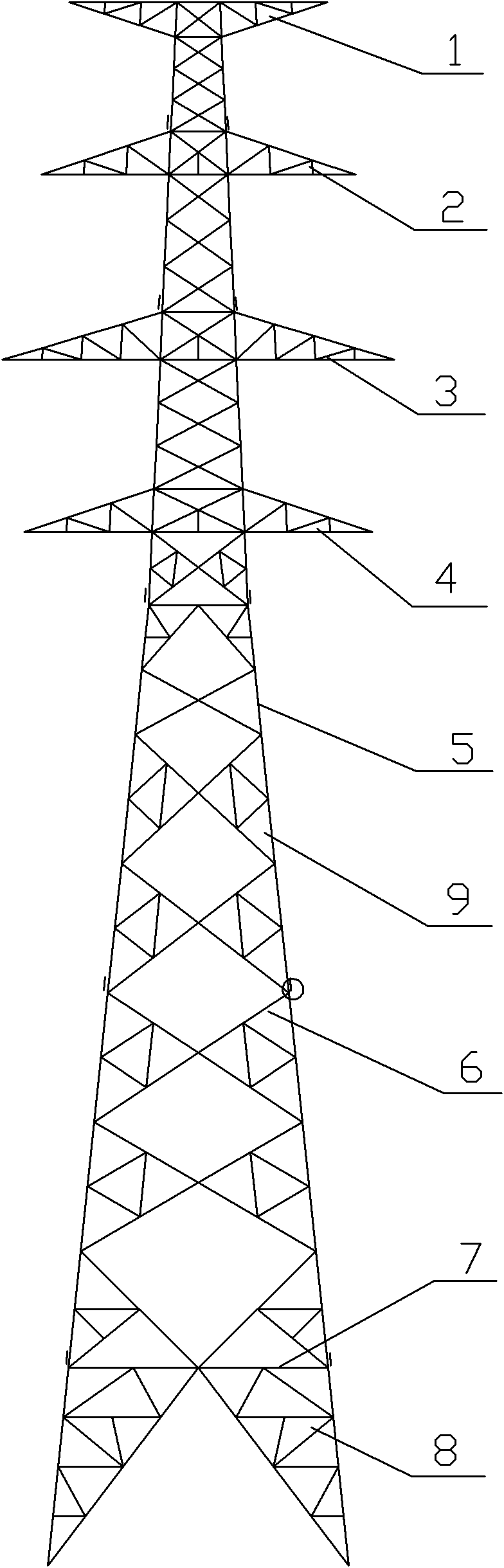 Angle steel tower of power transmission line