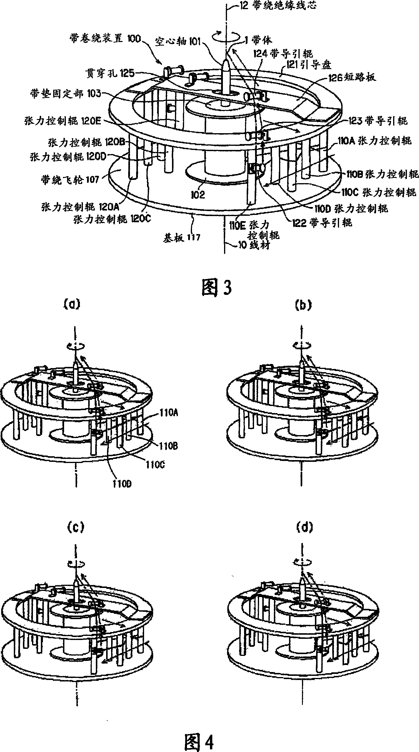 Apparatus for manufacturing taped insulated conductor and method of controlling tape winding tension