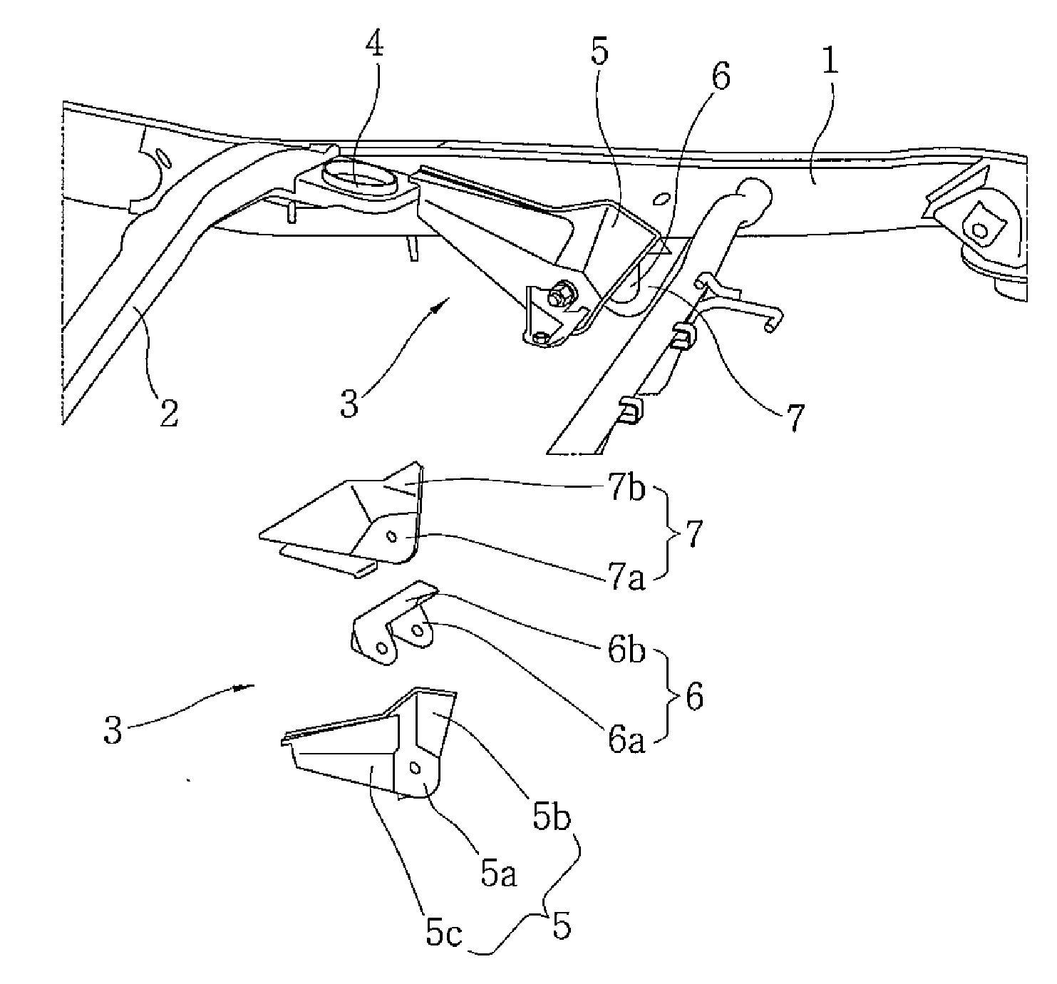 Trailing arm mounting device for vehicle with small-sized frame