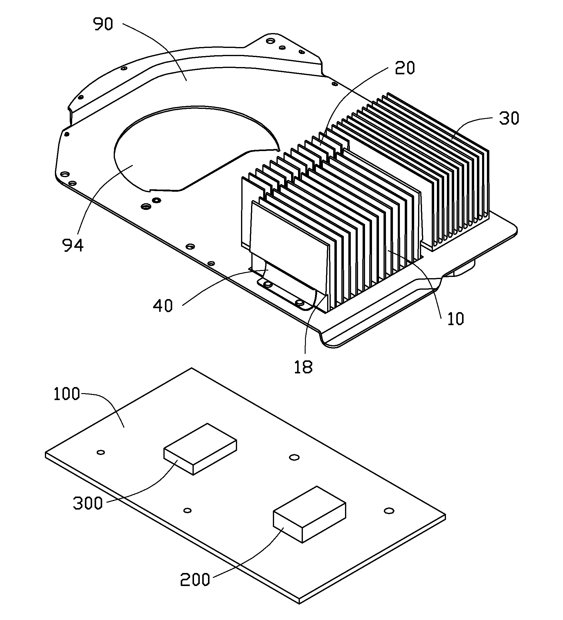 Electronic system with heat dissipation device