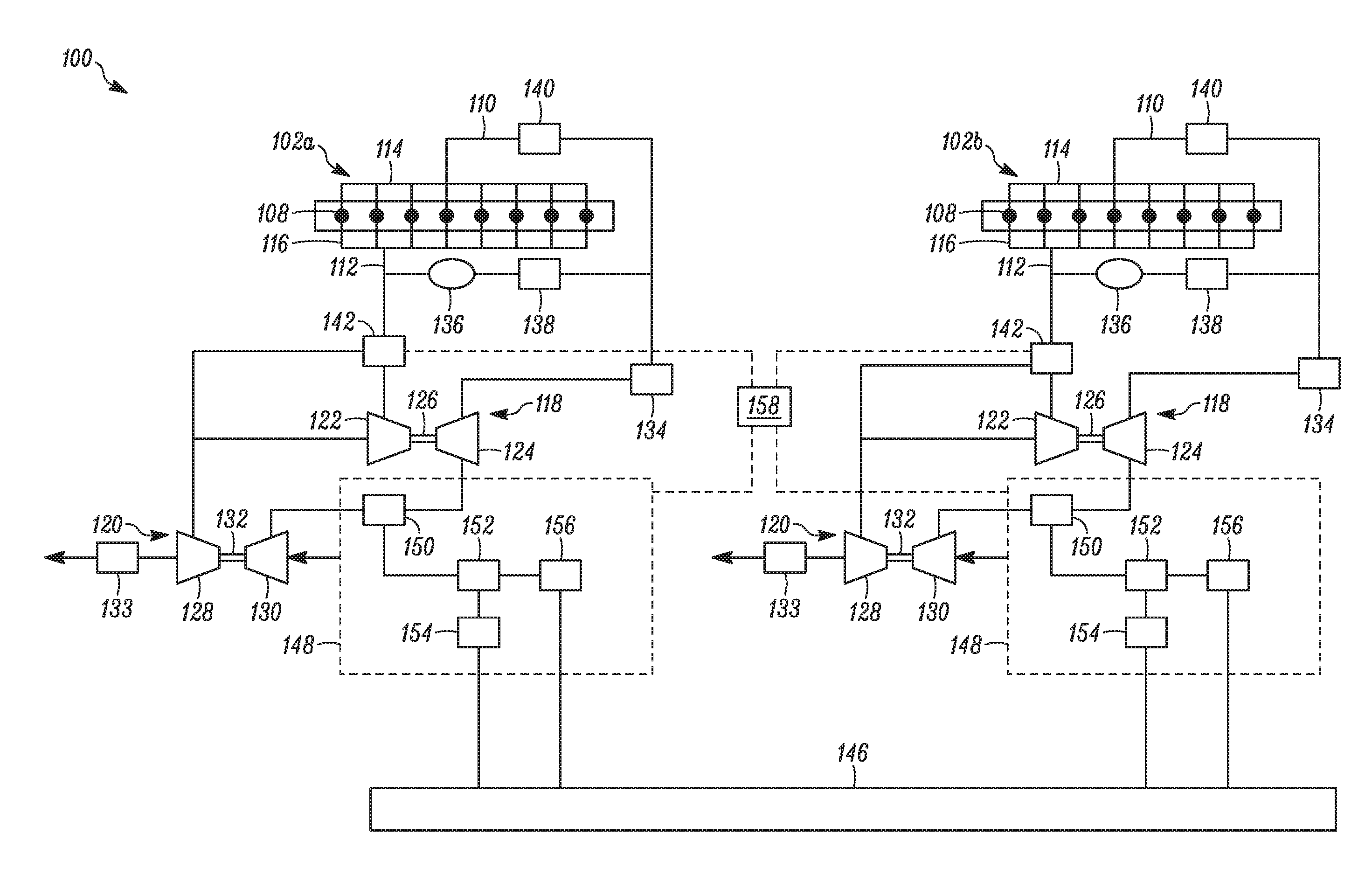 Turbocharger system for an engine