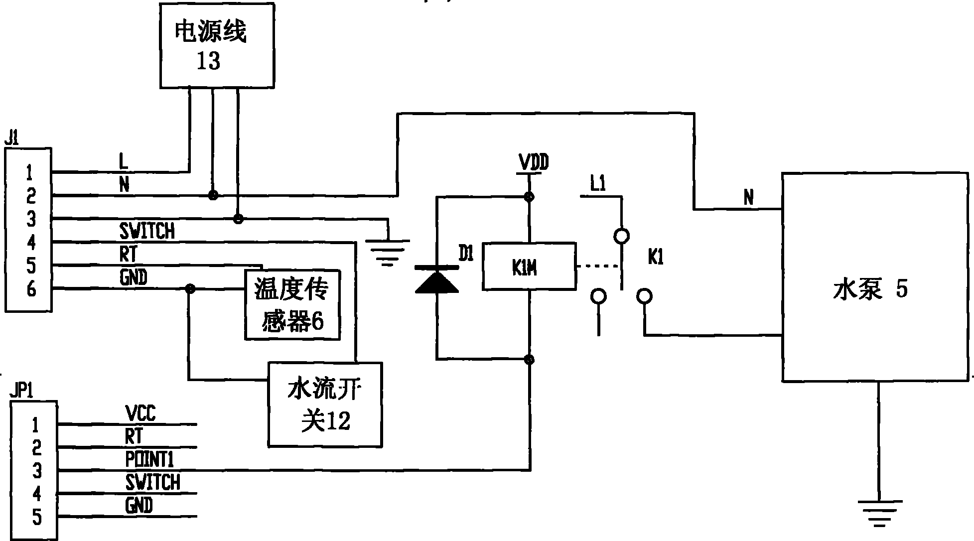 Intelligent temperature-controlling water supply system of water pump