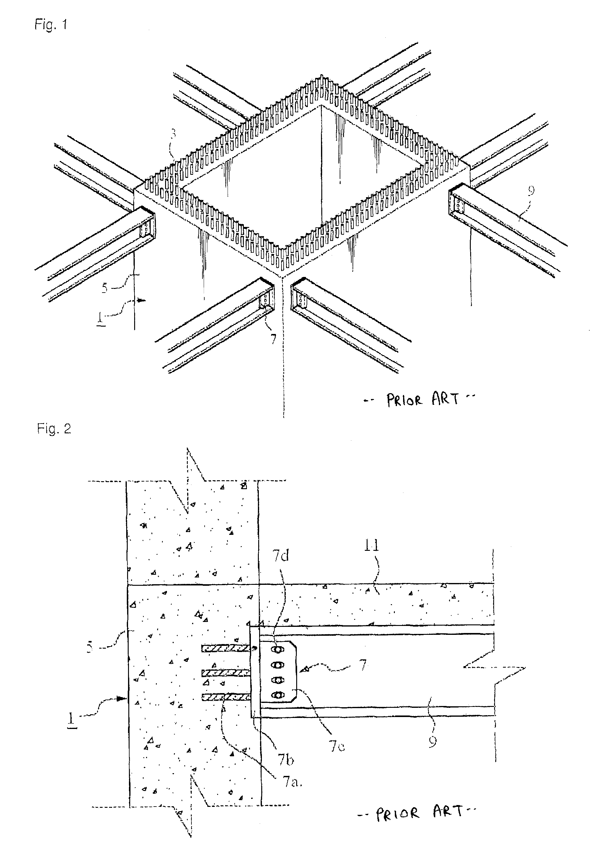 Structure for constructing a high-rise building having a reinforced concrete structure including a steel frame