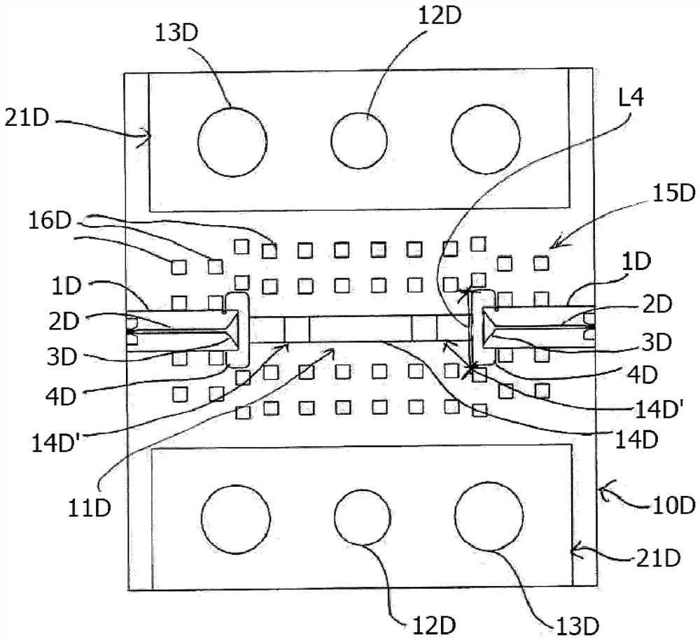 Package structure comprising at least one transition forming a contactless interface