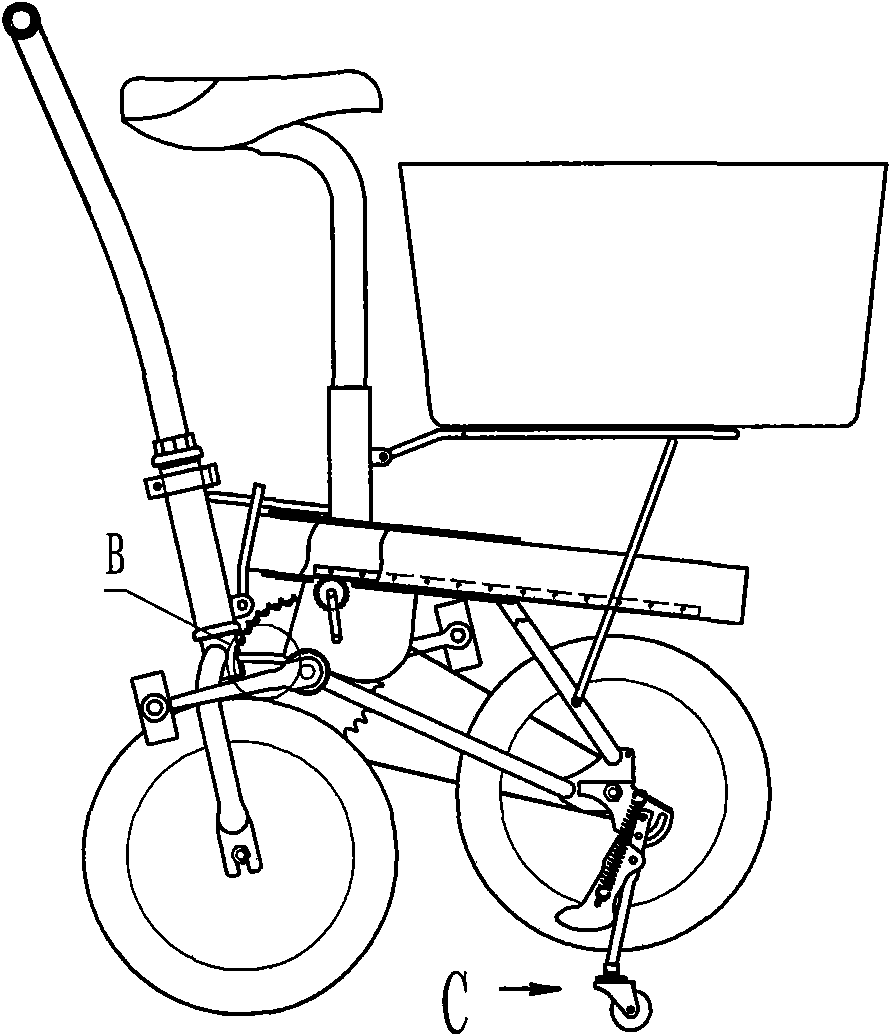 Front pipe variable-angle shopping buddy bicycle