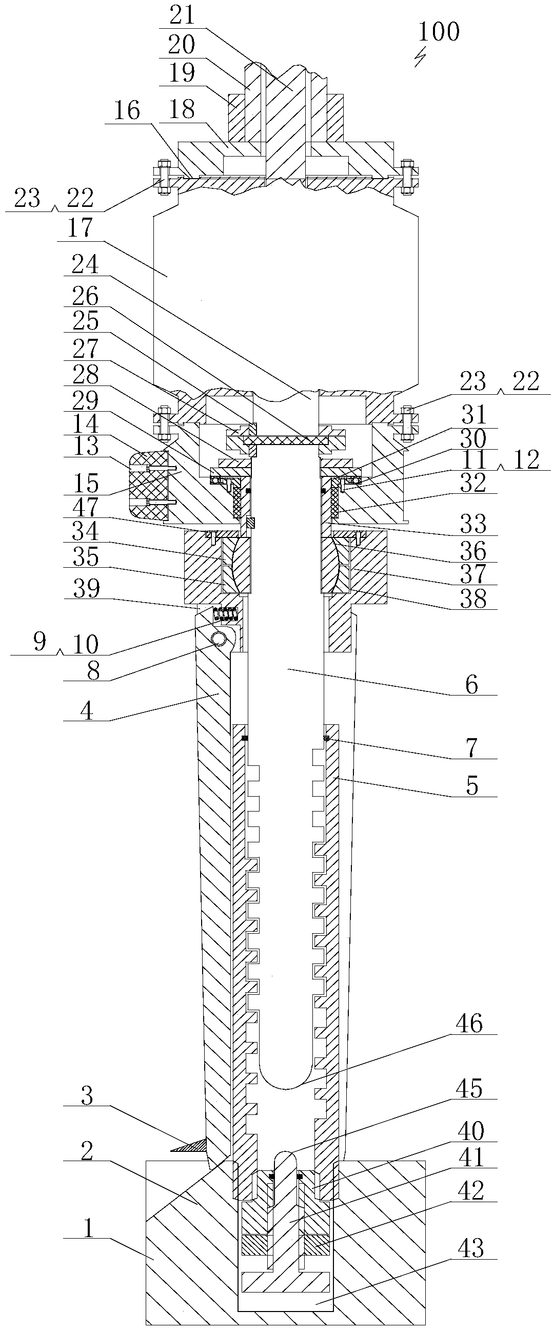 Cutting device for oil well down-hole pipe column and use method of cutting device